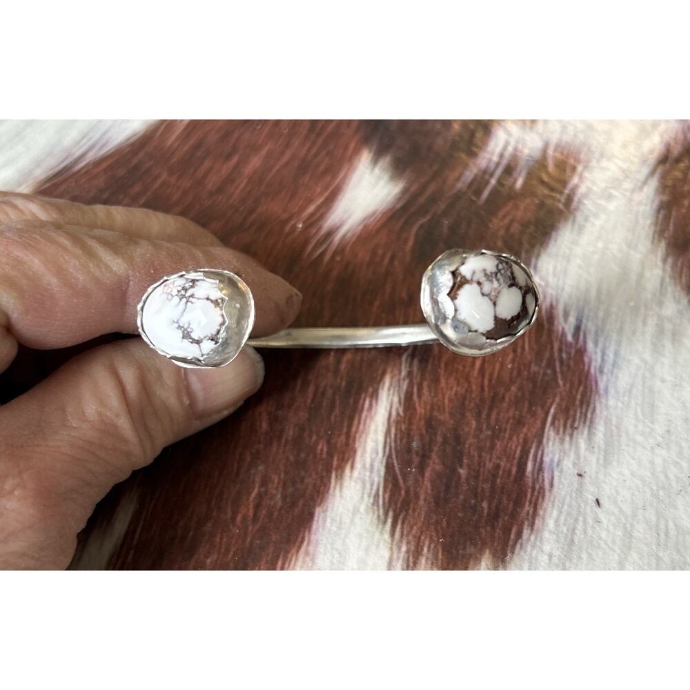 Wild Horse Jasper And Silver Cuff Bracelet Handcrafted New Small Wrists 5.5”